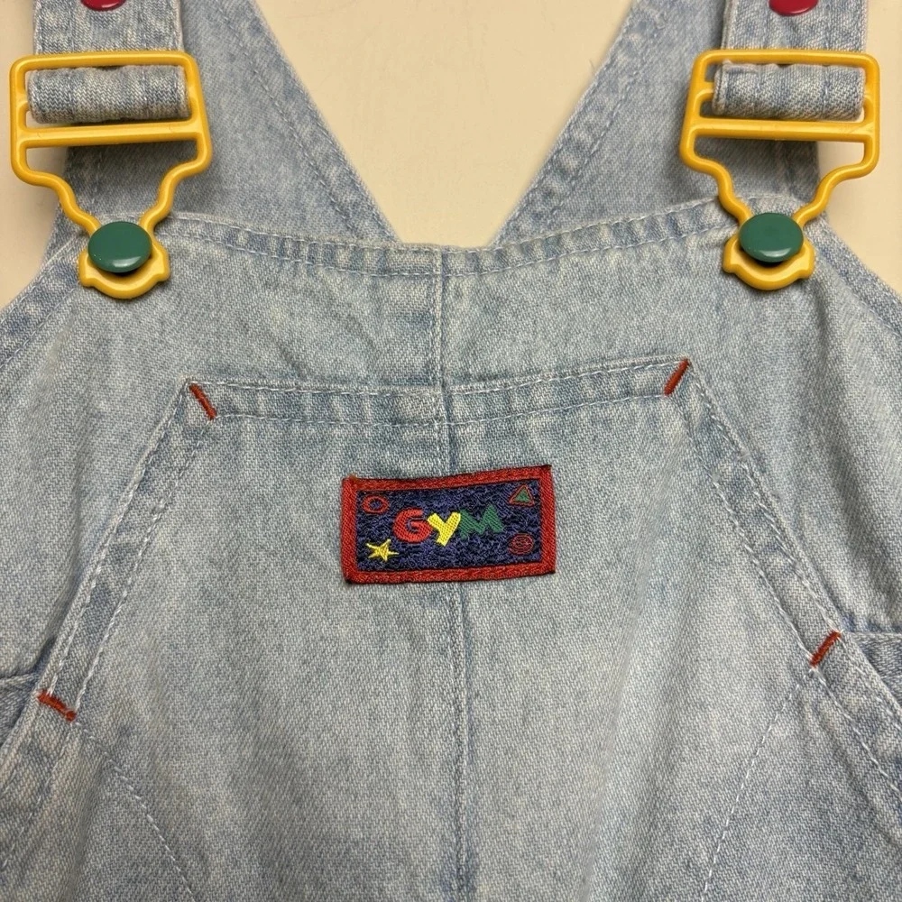 Vintage Gymboree XS 9-18 Months Light Wash Denim Colorful Bubble Romper